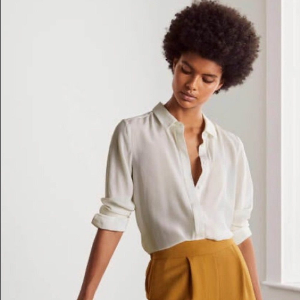 Beige/ Taupe Sustainable silk blouse. Amour vert